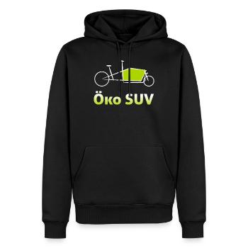 Öko SUV - Lastenrad - Männer Premium Bio Hoodie - Schwarz - Vorne - Nico (187cm)
