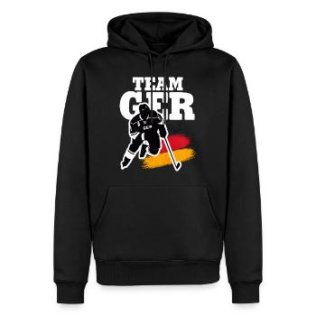 EISHOCKEY DEUTSCHLAND GERMANY - Männer Premium Bio Hoodie - Schwarz - Vorne - Nico (187cm)