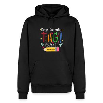 Dear Parents Tag You're It Last Day Of School - Sweat à capuche Premium bio Homme - noir - Devant - Nico (187cm)