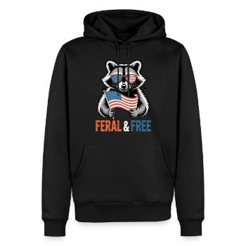 Wild & Frei Rot Weiß Und Wild Waschbär Flagge - Männer Premium Bio Hoodie - Schwarz - Vorne - Nico (187cm)