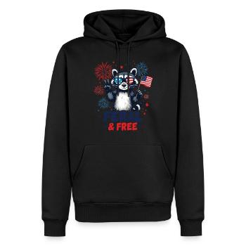 Raccoon Feral & Free Red White Feral 4th Of July - Men’s Premium Organic Hoodie - black - Front - Nico (187cm)