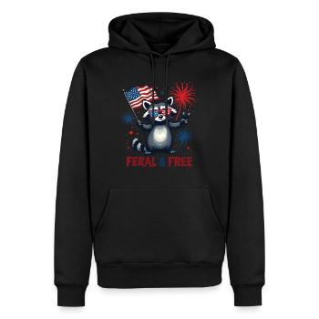 Waschbär Wild & Frei Weiß Und Wild 4. Juli - Männer Premium Bio Hoodie - Schwarz - Vorne - Nico (187cm)