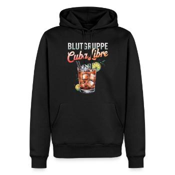 Groupe sanguin Cuba Libre Cocktail Bartender - Sweat à capuche Premium bio Homme - noir - Devant - Nico (187cm)