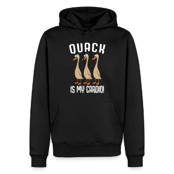 Funny Duck Duck Quack Is My Cardio - Men’s Premium Organic Hoodie - black - Front - Nico (187cm)