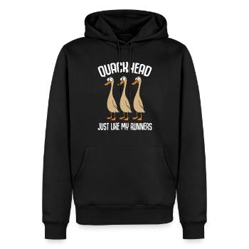 Canards coureurs indiens Canards qui courent Maman Canards qui courent Papa - Sweat à capuche Premium bio Homme - noir - Devant - Nico (187cm)