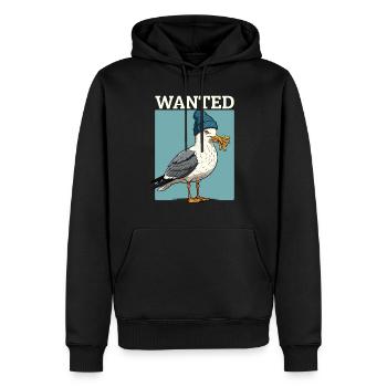 Wanted Seagull avec des frites bonnet illustration - Sweat à capuche Premium bio Homme - noir - Devant - Nico (187cm)