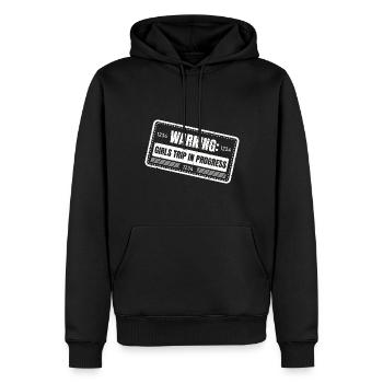 Attention Girls Trip en cours - Sweat à capuche Premium bio Homme - noir - Devant - Nico (187cm)