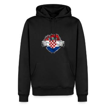 Kroatien Flagge Adria Zagreb Kroatische Fahne - Männer Premium Bio Hoodie - Schwarz - Vorne - Nico (187cm)