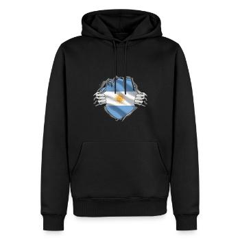Argentine Drapeau Amérique du Sud Drapeau argentin - Sweat à capuche Premium bio Homme - noir - Devant - Nico (187cm)
