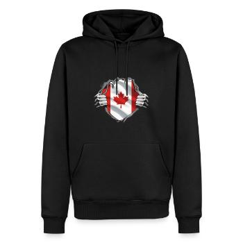 Drapeau du Canada Feuille d’érable Drapeau canadien Canada - Sweat à capuche Premium bio Homme - noir - Devant - Nico (187cm)