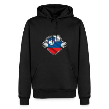 Slovénie Drapeau Balkan Drapeau Slovène Vintage - Sweat à capuche Premium bio Homme - noir - Devant - Nico (187cm)