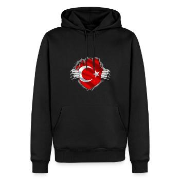 Türkei Flagge Used Look Türkische Fahne Vintage - Männer Premium Bio Hoodie - Schwarz - Vorne - Nico (187cm)