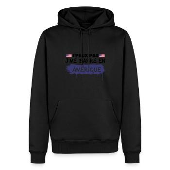 j'peux pas je me barre en Amérique | USA - Sweat à capuche Premium bio Homme - noir - Devant - Nico (187cm)