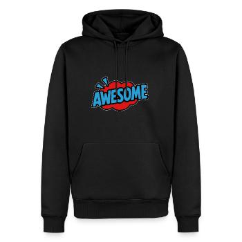 Bande dessinée de lettrage rétro géniale - Sweat à capuche Premium bio Homme - noir - Devant - Nico (187cm)