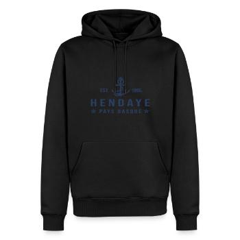 Hendaye cadeau cool hendaye pays basque - Sweat à capuche Premium bio Homme - noir - Devant - Nico (187cm)