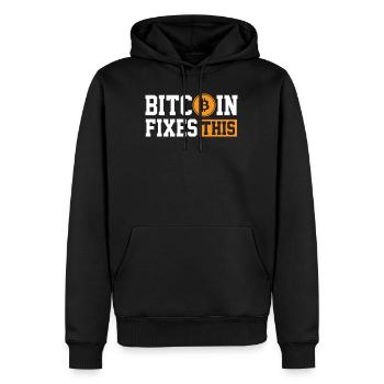 Bitcoin Fixes This - Cadeau de cryptomonnaie - Sweat à capuche Premium bio Homme - noir - Devant - Nico (187cm)