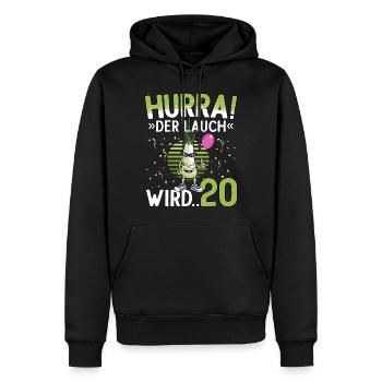 20 Geburtstag 20 Jahre Hurra der Lauch wird 20 - Männer Premium Bio Hoodie - Schwarz - Vorne - Nico (187cm)