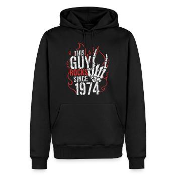 Dieser Kerl rockt seit 1974 Jahrgang Geburtstag - Männer Premium Bio Hoodie - Schwarz - Vorne - Nico (187cm)