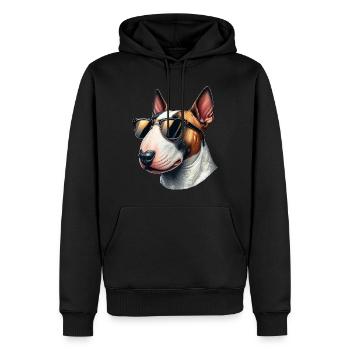 Bullterrier mit Sonnenbrille - Männer Premium Bio Hoodie - Schwarz - Vorne - Nico (187cm)