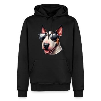 Chiot Bull Terrier portant des lunettes de soleil - Sweat à capuche Premium bio Homme - noir - Devant - Nico (187cm)