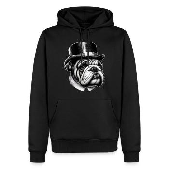 Bouledogue anglais Le Professeur - Sweat à capuche Premium bio Homme - noir - Devant - Nico (187cm)