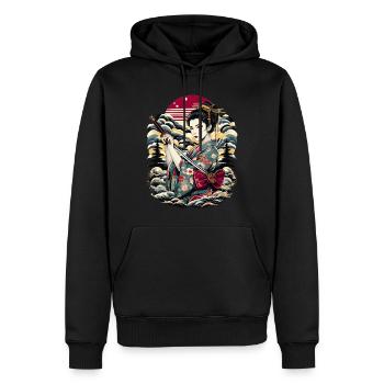 Geisha japonaise - Sweat à capuche Premium bio Homme - noir - Devant - Nico (187cm)