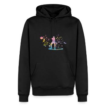 Hammerwerfer Colorsplash Hammerwerfen - Männer Premium Bio Hoodie - Schwarz - Vorne - Nico (187cm)