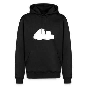 Drapeau de carte du Bhoutan - Sweat à capuche Premium bio Homme - noir - Devant - Nico (187cm)