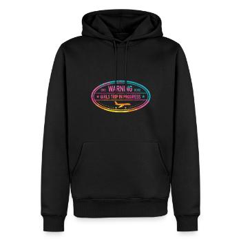 Attention Girls Trip en cours - Sweat à capuche Premium bio Homme - noir - Devant - Nico (187cm)