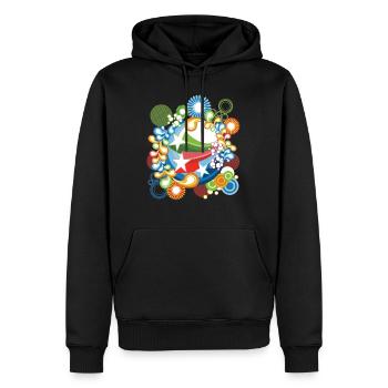 72 - Männer Premium Bio Hoodie - Schwarz - Vorne - Nico (187cm)