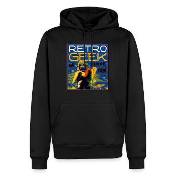 retro geek sf culte ciné - Sweat à capuche Premium bio Homme - noir - Devant - Nico (187cm)