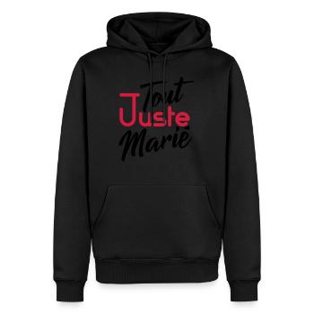 tout juste marié - homme - Sweat à capuche Premium bio Homme - noir - Devant - Nico (187cm)