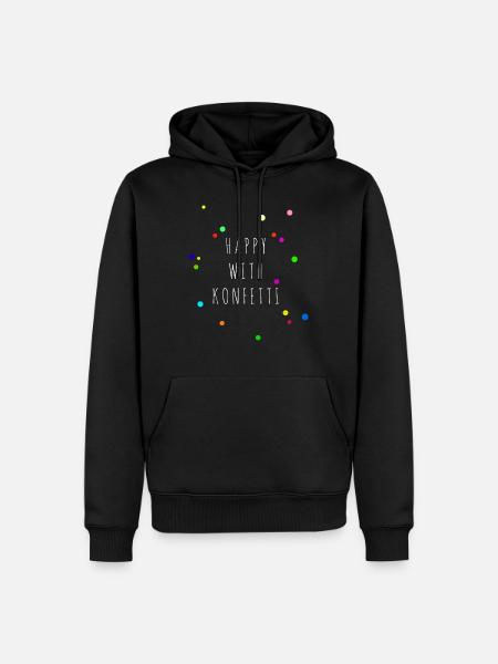 HAPPY WITH KONFETTI, Geschenkidee - Männer Premium Bio Hoodie - Schwarz