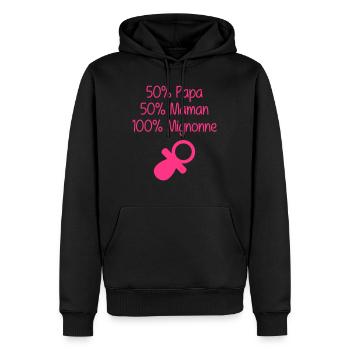 50% Papa 50% Maman 100% Mignonne - Männer Premium Bio Hoodie - Schwarz - Vorne - Nico (187cm)