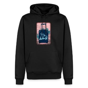 Reise - Männer Premium Bio Hoodie - Schwarz - Vorne - Nico (187cm)