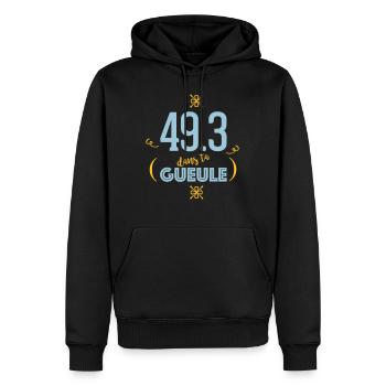 49.3 In deinem Mund - Männer Premium Bio Hoodie - Schwarz - Vorne - Nico (187cm)