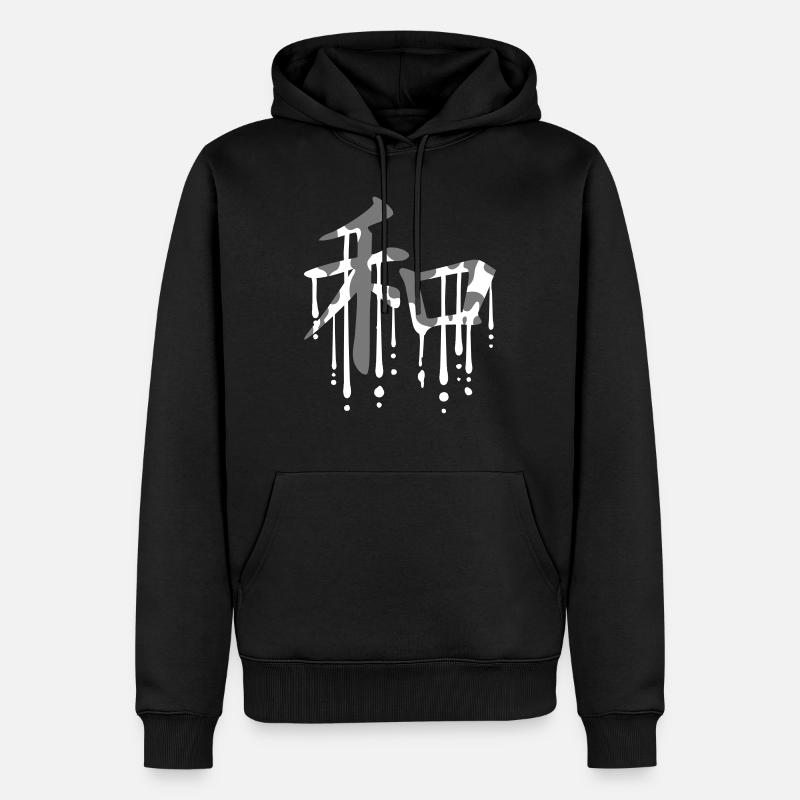 Gouttes de graffitis paix - Sweat à capuche Premium bio Homme - noir