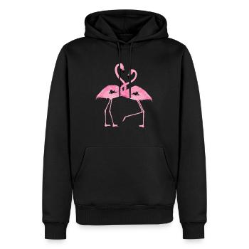 flamant rose design - Sweat à capuche Premium bio Homme - noir - Devant - Nico (187cm)