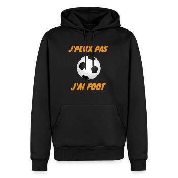 j peux pas j ai foot - Sweat à capuche Premium bio Homme - noir - Devant - Nico (187cm)
