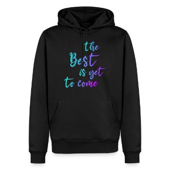 THE BEST GRADIENT BLUE PURPLE - Männer Premium Bio Hoodie - Schwarz - Vorne - Nico (187cm)