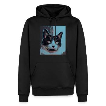 Psychodelic Cat - Männer Premium Bio Hoodie - Schwarz - Vorne - Nico (187cm)