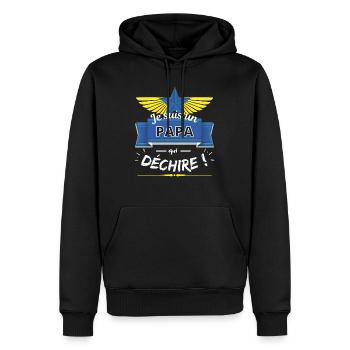 Je suis un papa qui déchire - Sweat à capuche Premium bio Homme - noir - Devant - Nico (187cm)