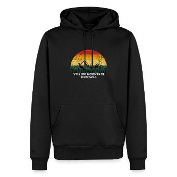 Yellow Mountain Montana - Männer Premium Bio Hoodie - Schwarz - Vorne - Nico (187cm)