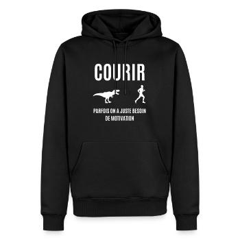 courir - Sweat à capuche Premium bio Homme - noir - Devant - Nico (187cm)