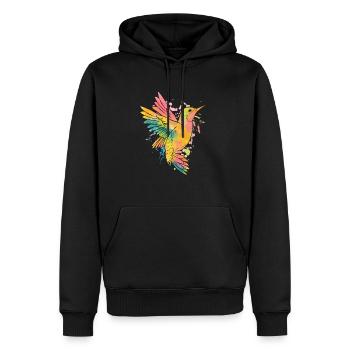Kolibri Aquarell Bunte Kolibri Kolibri Vogel - Männer Premium Bio Hoodie - Schwarz - Vorne - Nico (187cm)