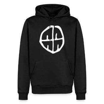 Tambour chaman - Sweat à capuche Premium bio Homme - noir - Devant - Nico (187cm)