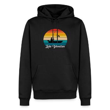 Lieu de pêche au lac Vermilion - Sweat à capuche Premium bio Homme - noir - Devant - Nico (187cm)