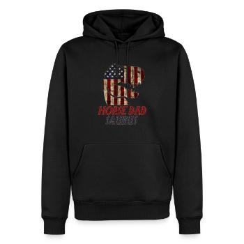 Cheval patriotique papa Dinosaure - Sweat à capuche Premium bio Homme - noir - Devant - Nico (187cm)