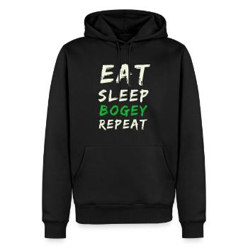 Eat sleep golf repeat - Männer Premium Bio Hoodie - Schwarz - Vorne - Nico (187cm)