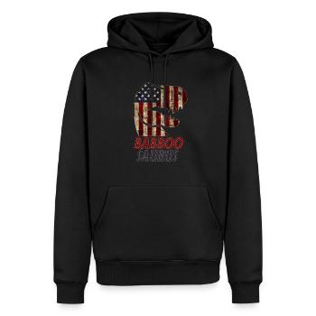 Dinosaure patriotique Babboo - Sweat à capuche Premium bio Homme - noir - Devant - Nico (187cm)